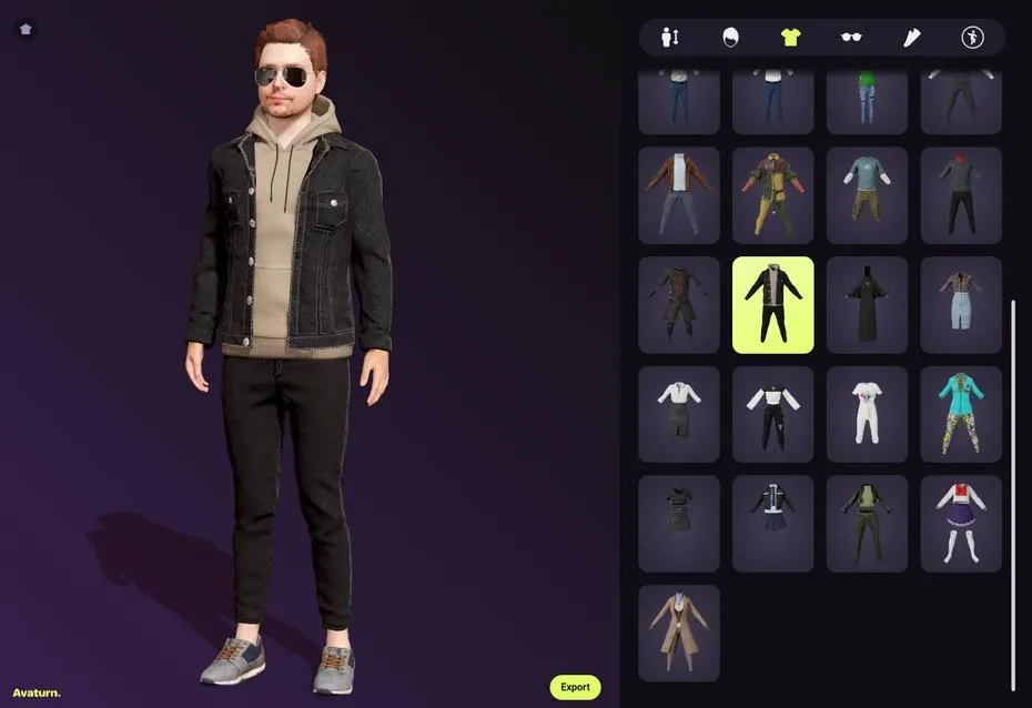 Avaturn selfie to 3D avatar character creator interface