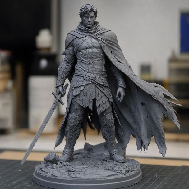 high-detail-fantasy-warrior-miniature-with-cloak-and-sword-3d-print
