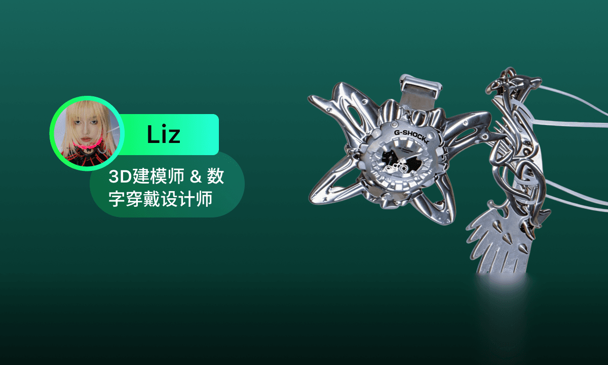 Liz 使用 Hi3D AI 设计的赛博未来主义可穿戴系列——包括面部装饰和战术臂甲在内的 3D 打印定制配饰