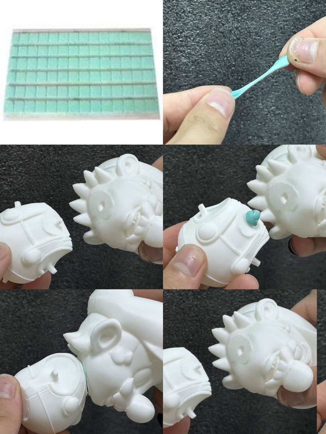Using epoxy putty to fill gaps and improve the fit of assembled resin 3D printed parts.