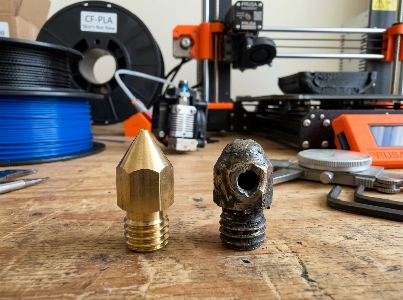 new-vs-severely-clogged-3d-printer-nozzle-comparison