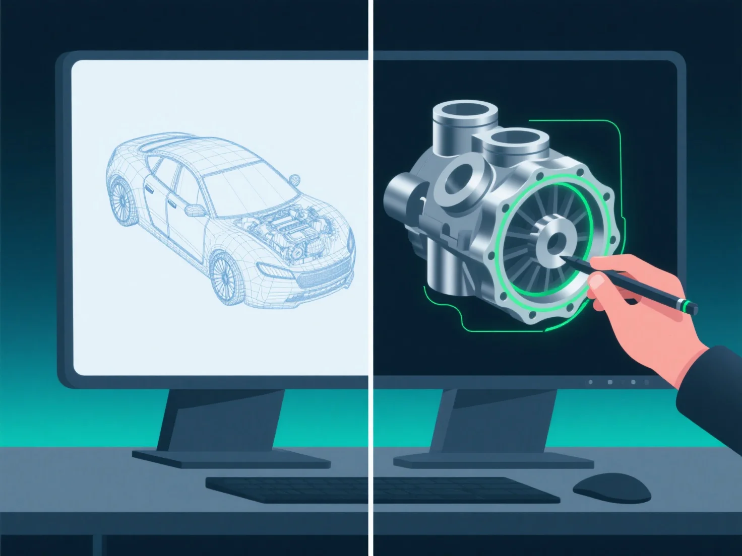 How does the automotive industry use 3D modeling technology?