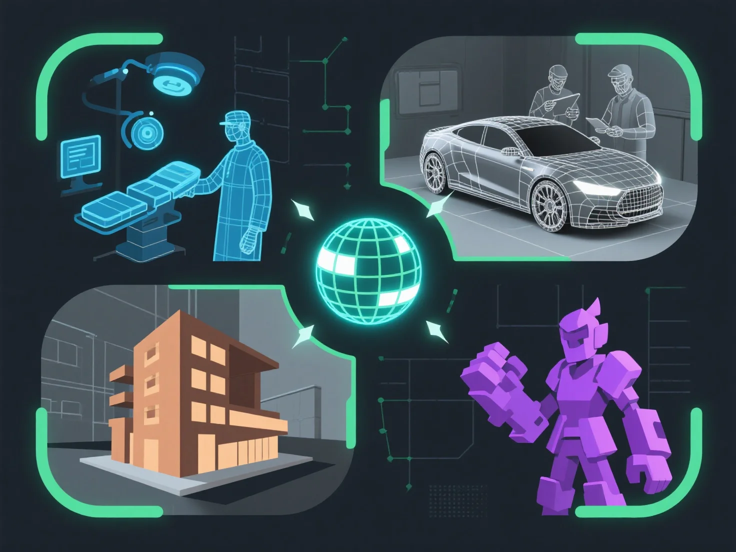 How does real-time 3D usage differ between industries?