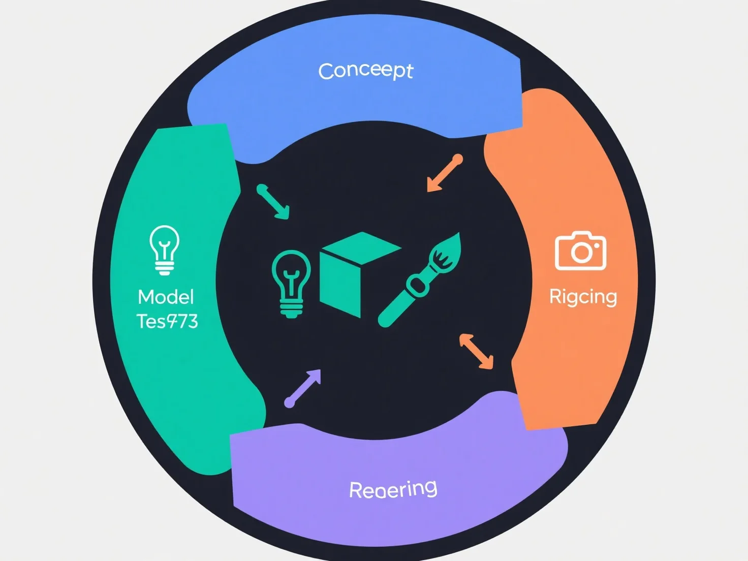 How is time typically distributed across stages in a 3D modeling workflow?