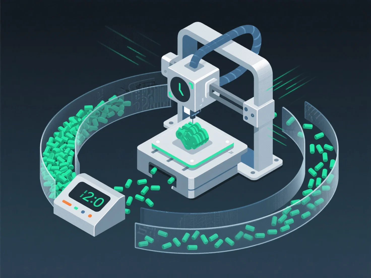 How do reusable materials reduce production time in 3D?