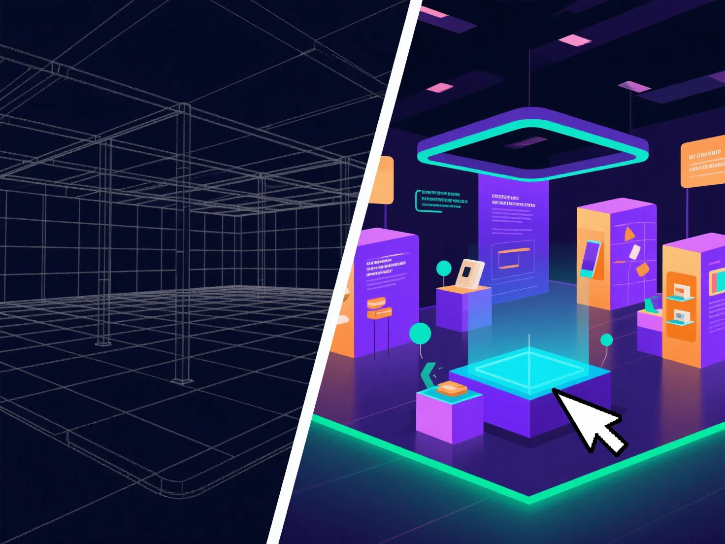 What is the role of 3D modeling in creating virtual events and exhibitions?