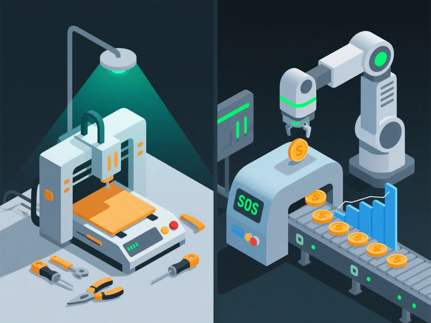 How does automation in 3D production affect implementation cost?