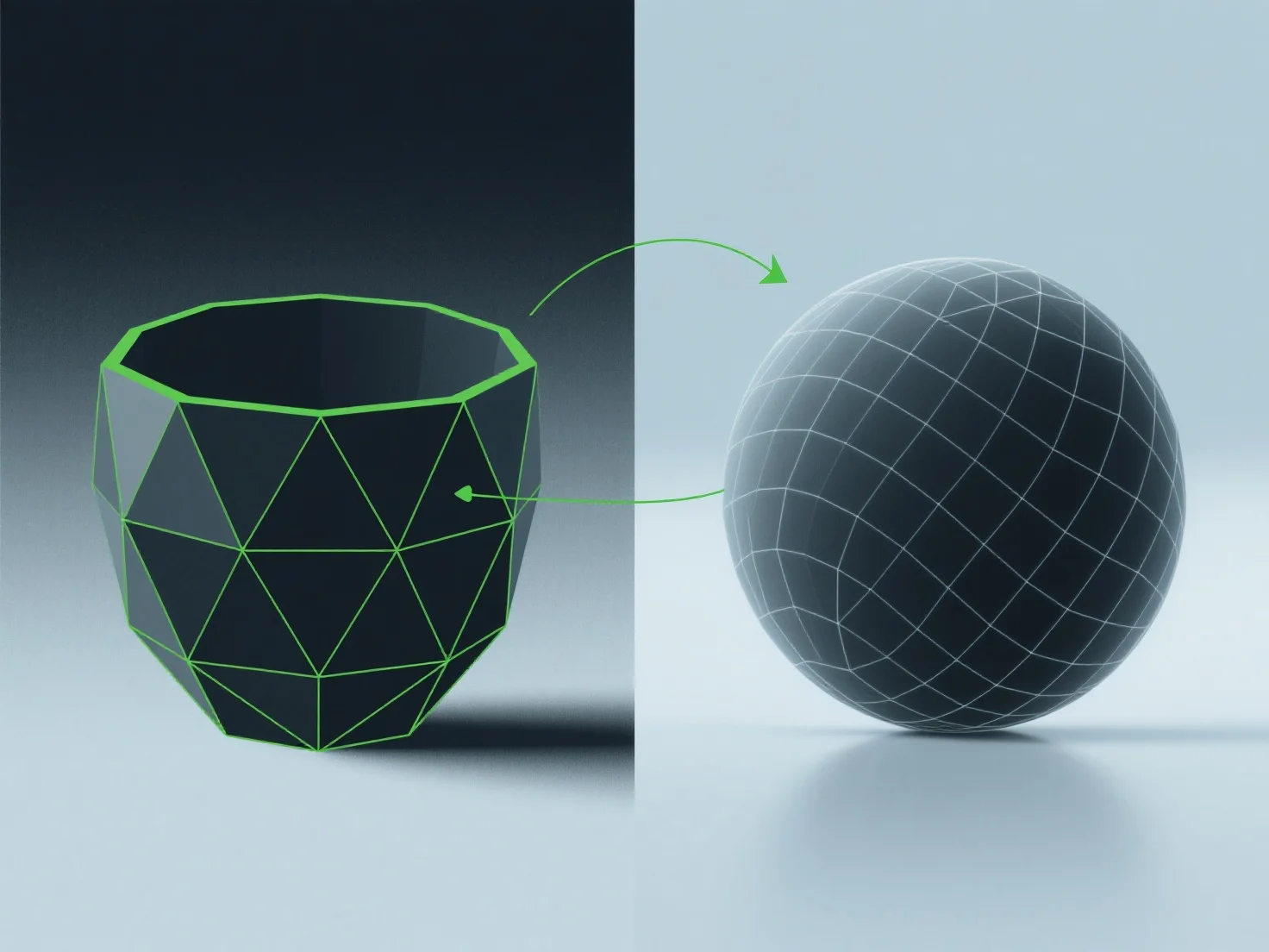 How do subdivision surfaces differ from polygonal meshes in 3D modeling?