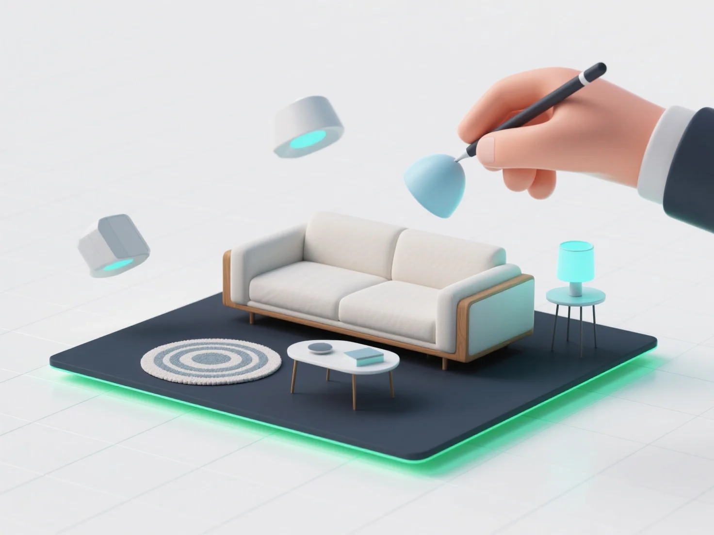 How do 3D models enhance the design of virtual showrooms for online platforms?