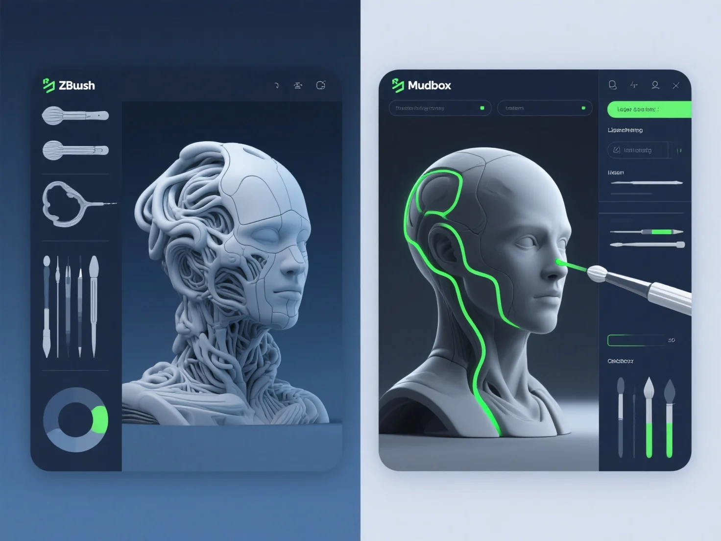 How does ZBrush compare to Mudbox for digital sculpting in 3D design?