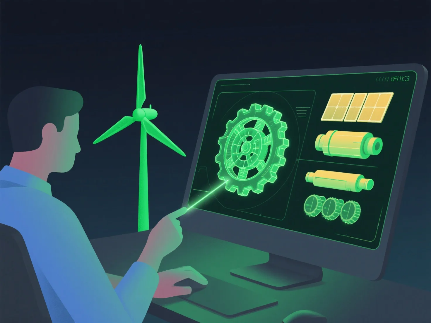 How can 3D modeling help businesses procure components for green technologies?
