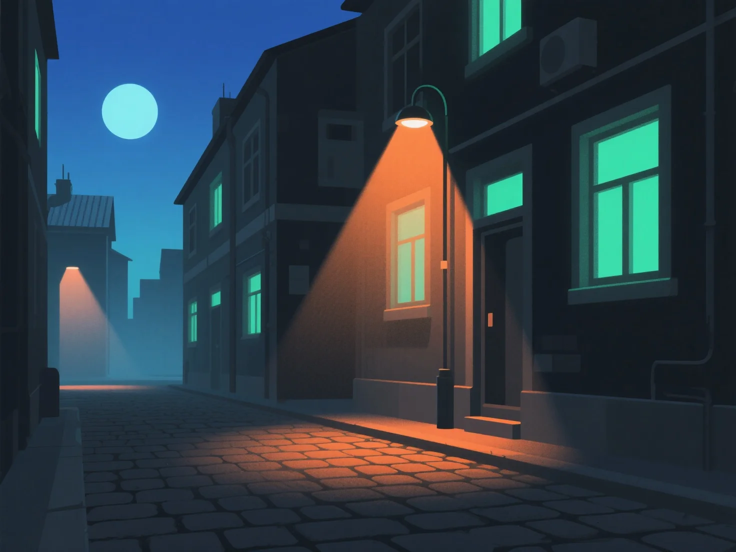 How do you create realistic lighting for night scenes in 3D models?
