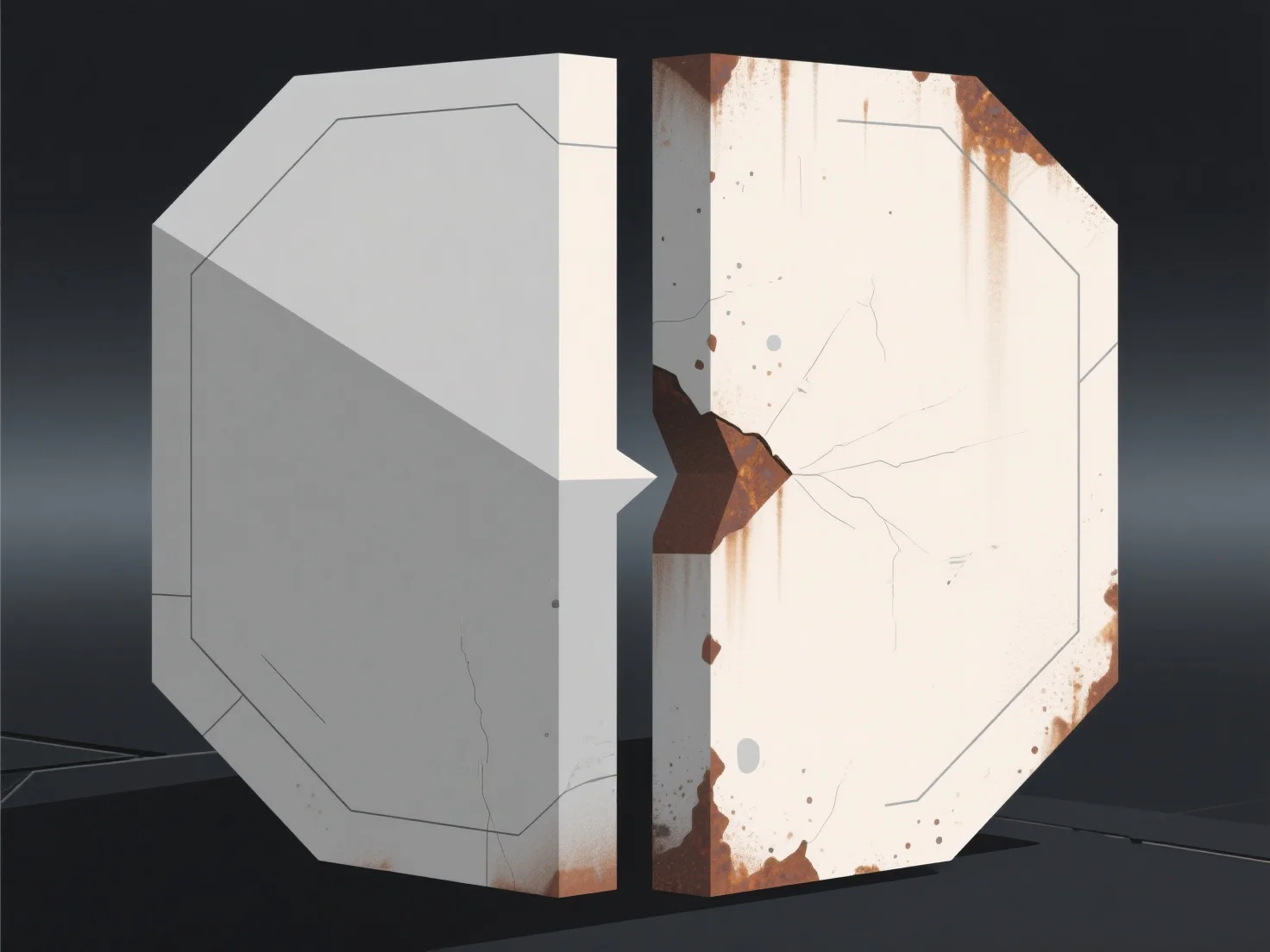 How do you simulate dirt, grime, and wear on materials in 3D models?