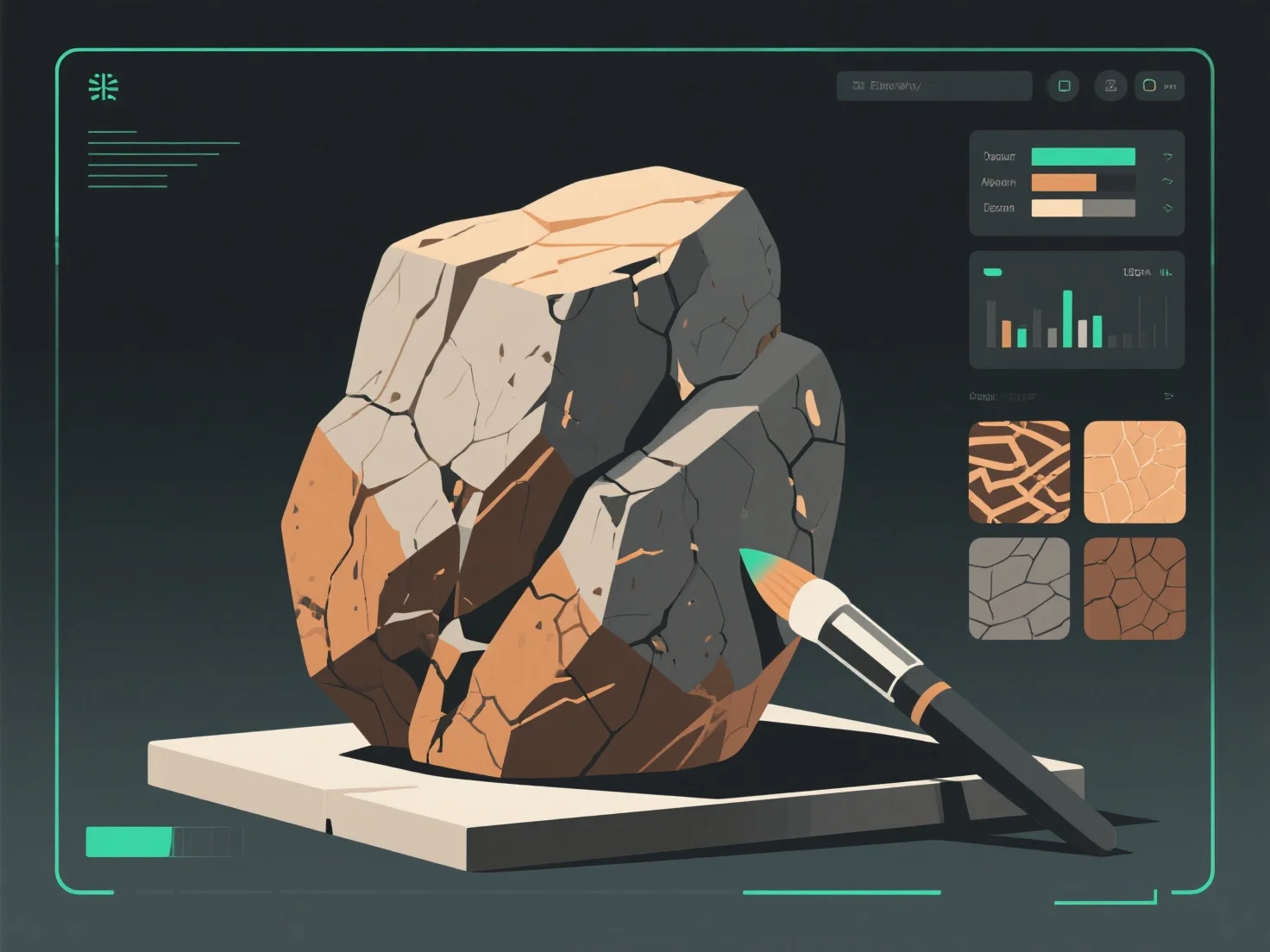 How can you create realistic stone and rock textures for 3D models?