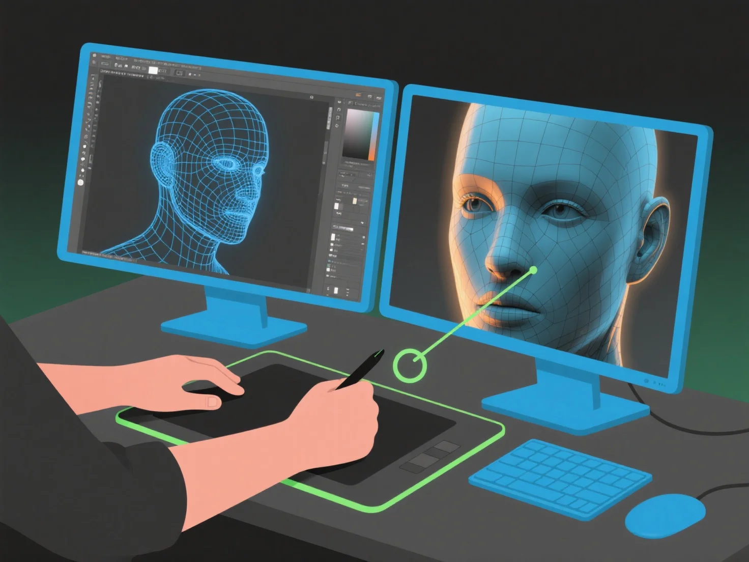 How do 3D modelers create lifelike character models for movies?