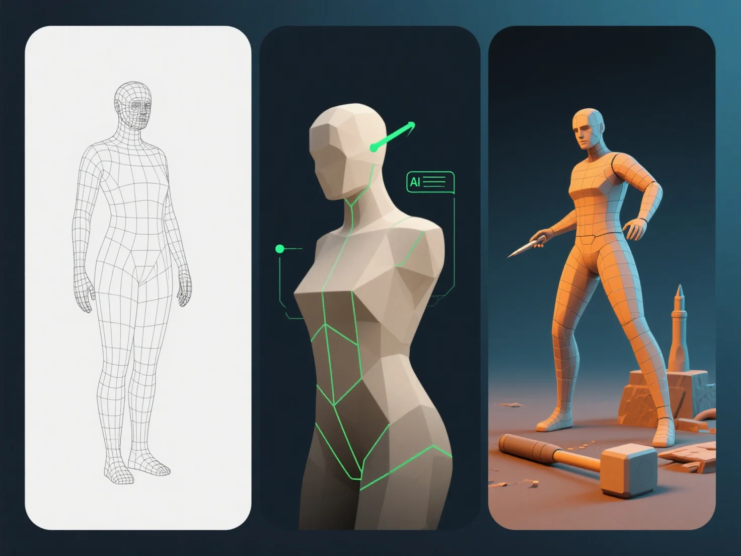 What is the process of creating a 3D model for a video game character?