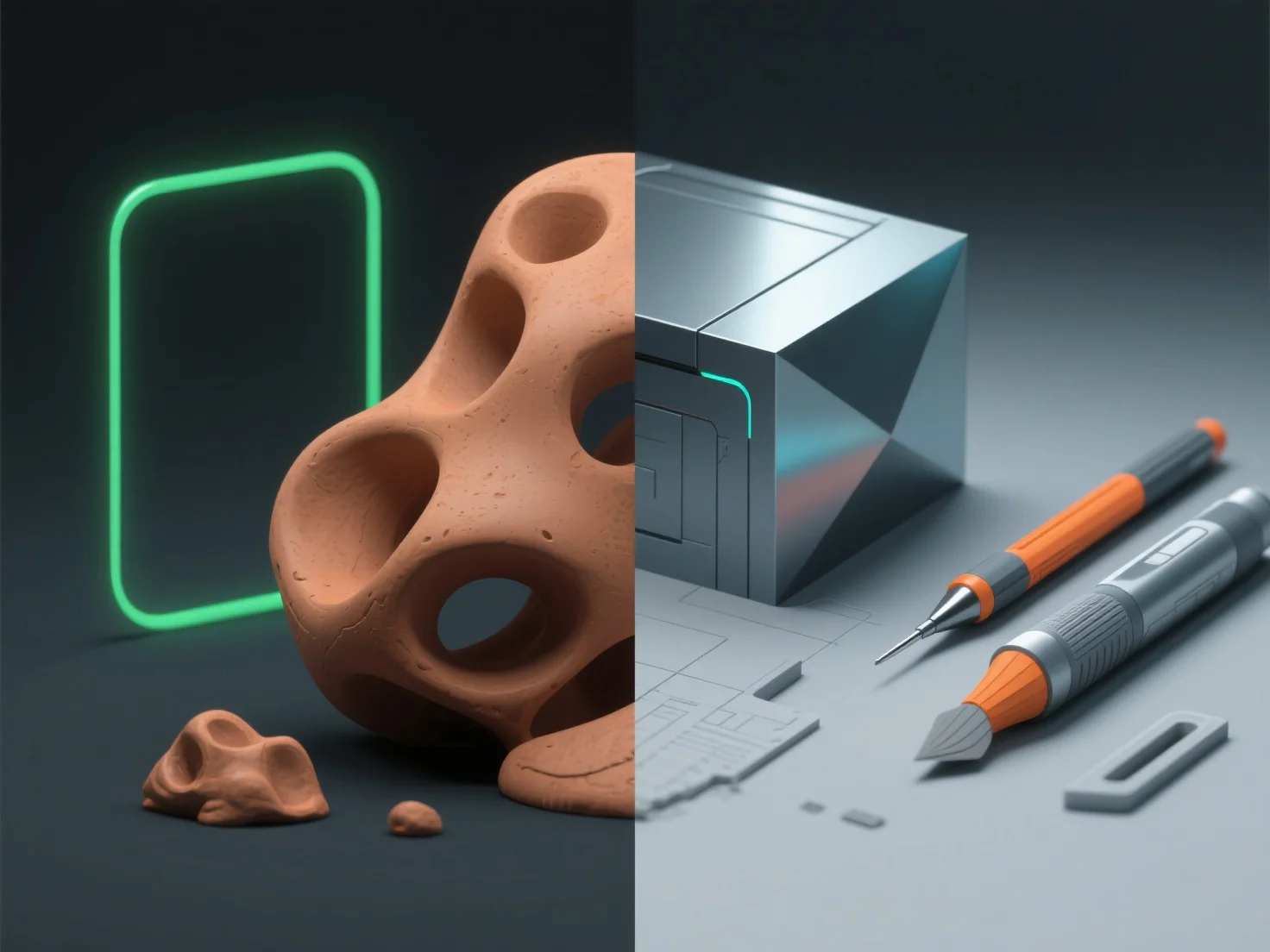 What considerations should be made when combining sculpting and hard surface modeling tools?