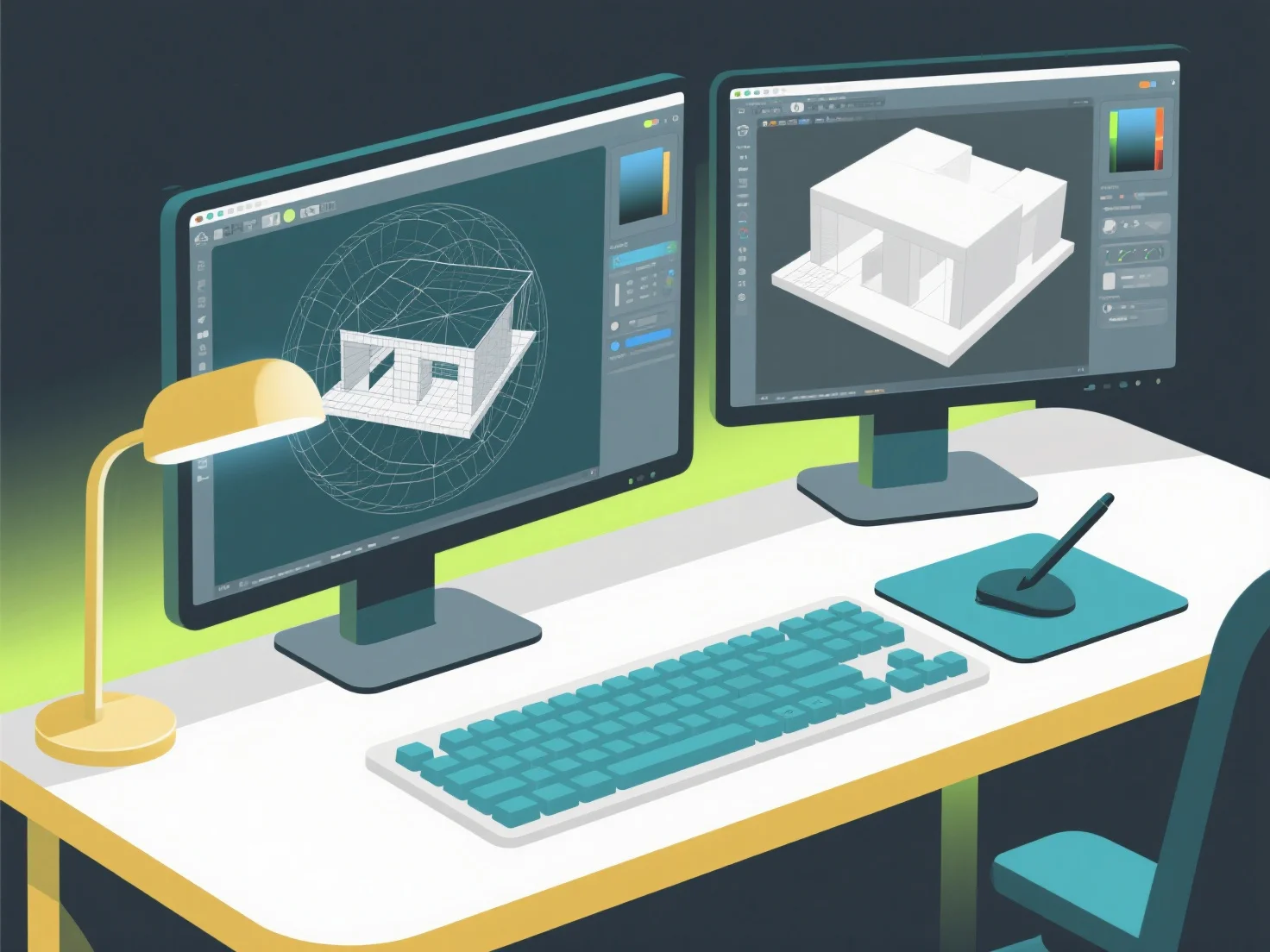 How do 3D modelers design buildings and architecture for digital presentations?