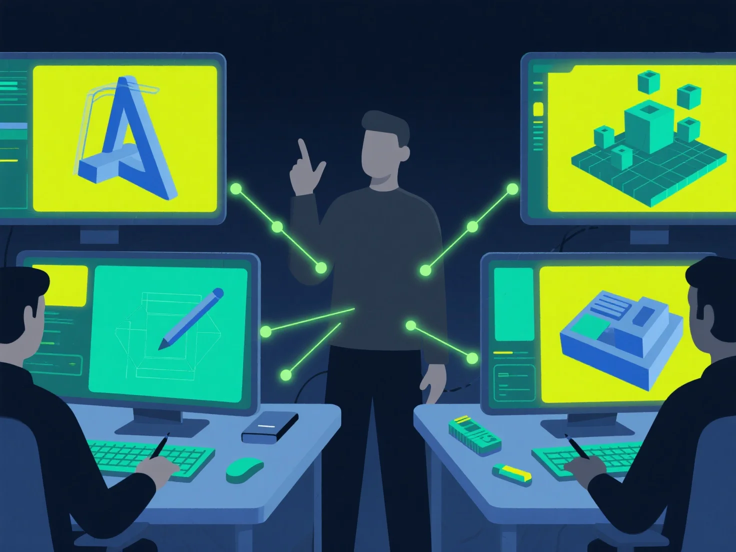 How do you handle the delegation of tasks in a 3D design team?