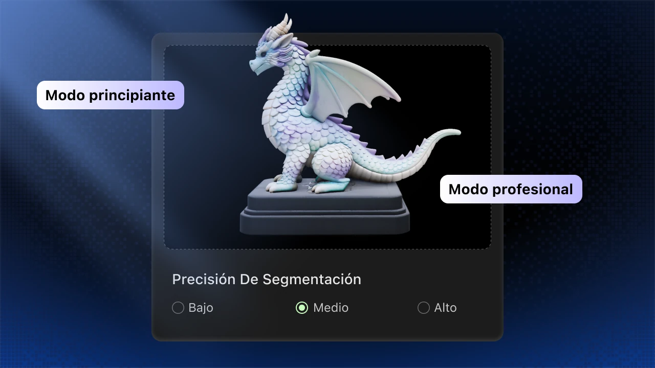 Interfaz de modos de segmentación para principiantes y profesionales