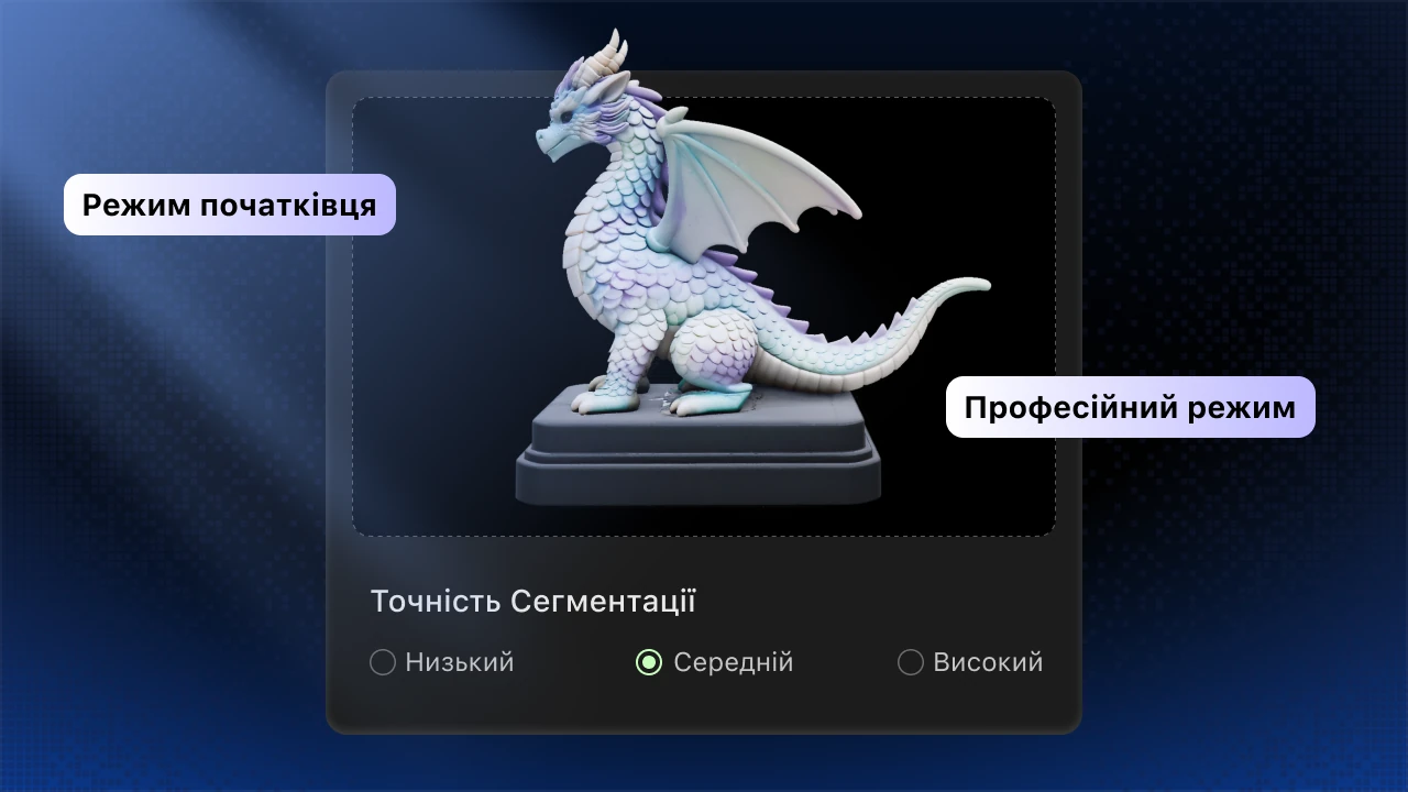 Інтерфейс режимів сегментації для початківців і професіоналів
