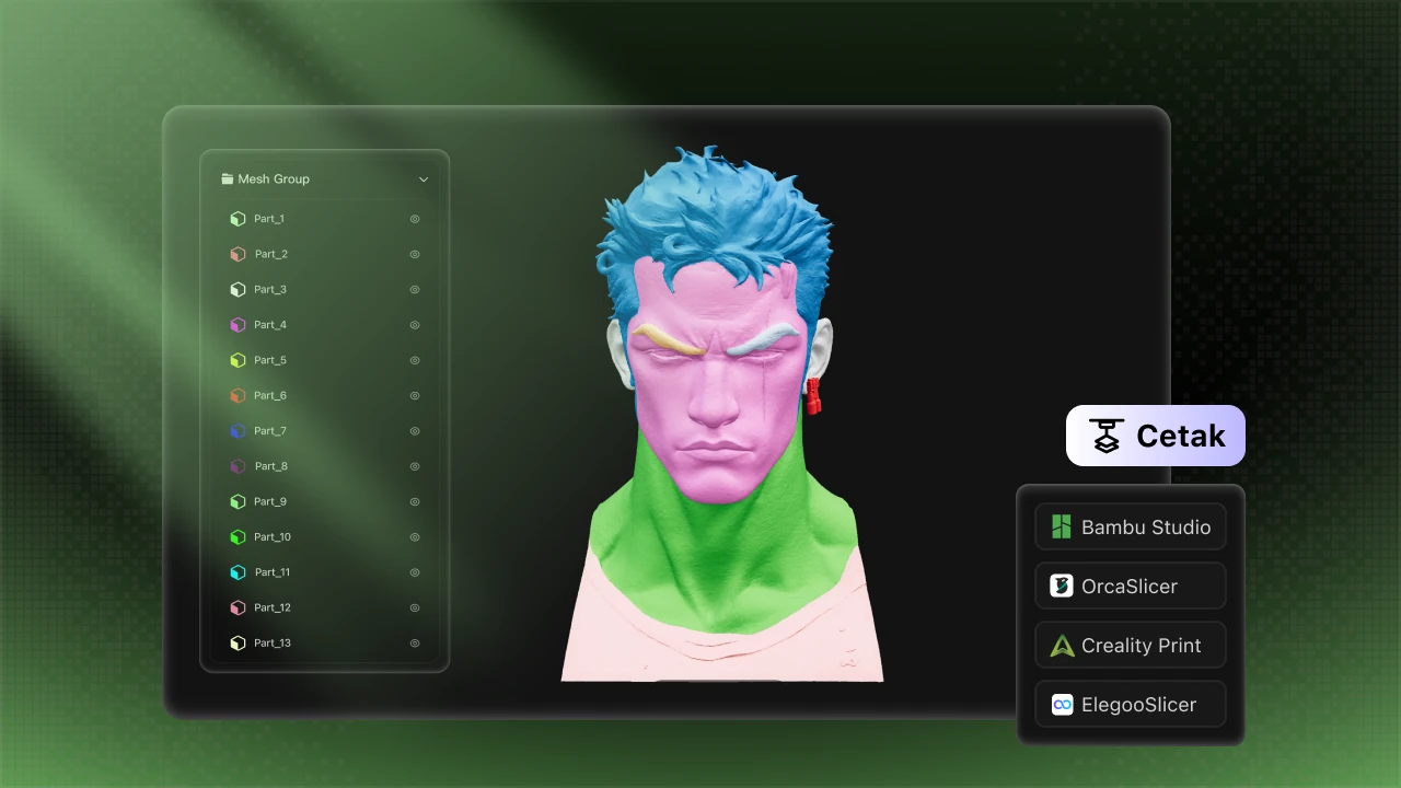 Alur cetak 3D multi-warna dan ekspor ke slicer