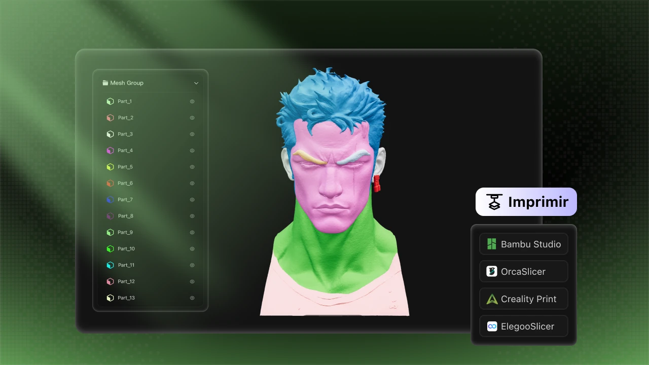 Fluxo de impressão 3D multicolor e exportação para o fatiador