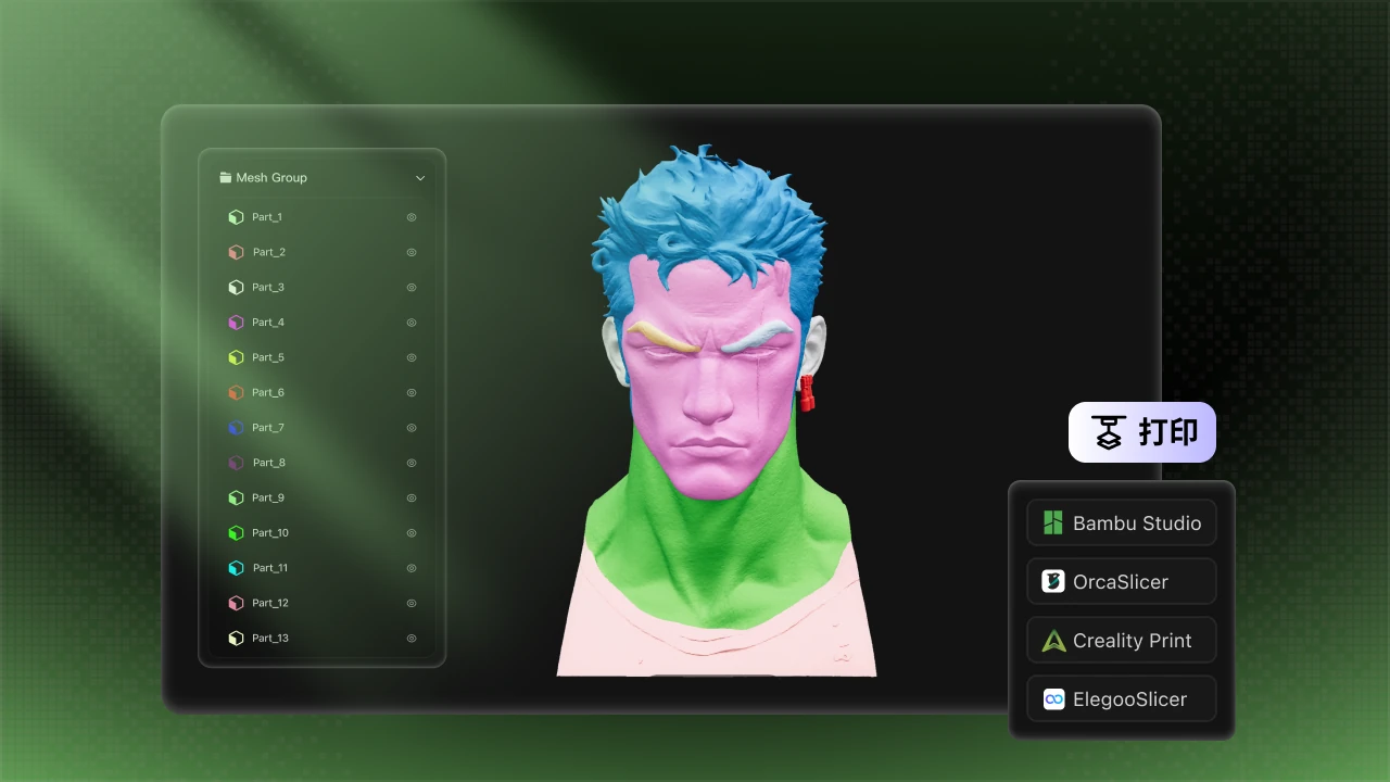 多色 3D 打印与切片导出流程示意