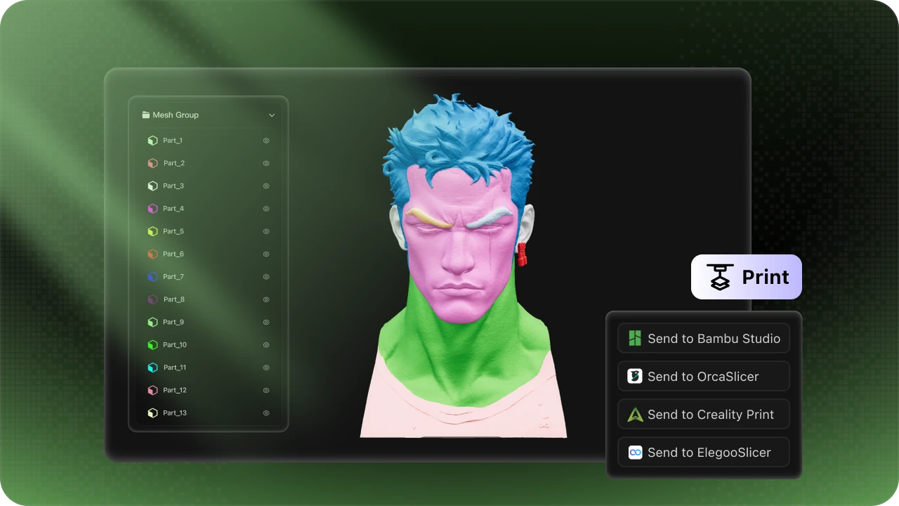 Multi-color 3D printing workflow with slicer export options