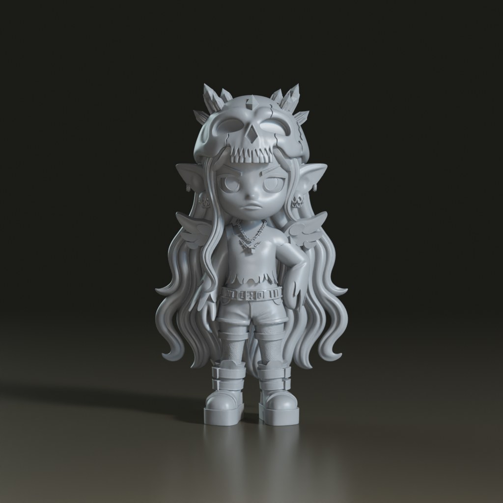 stylized-goth-punk-chibi-dark-elf-3d-figurine