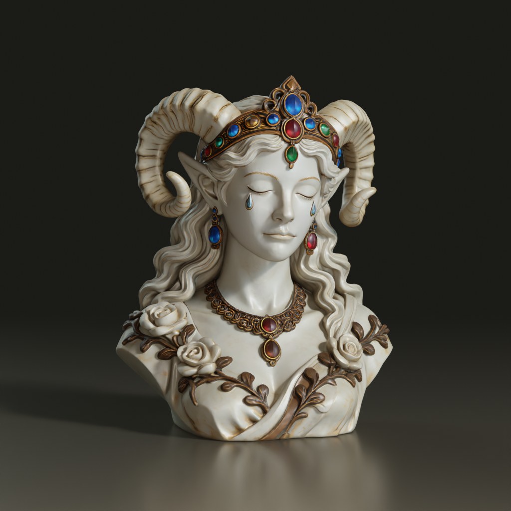 stylized-fantasy-ram-horned-mourning-elven-bust