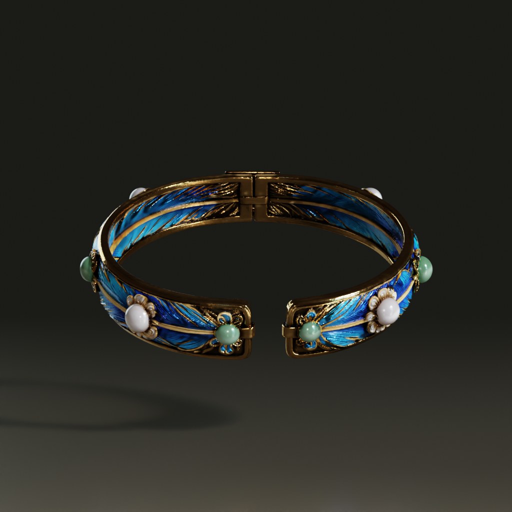 3D_chinese_Bangle_With_Pearls_And_Jade