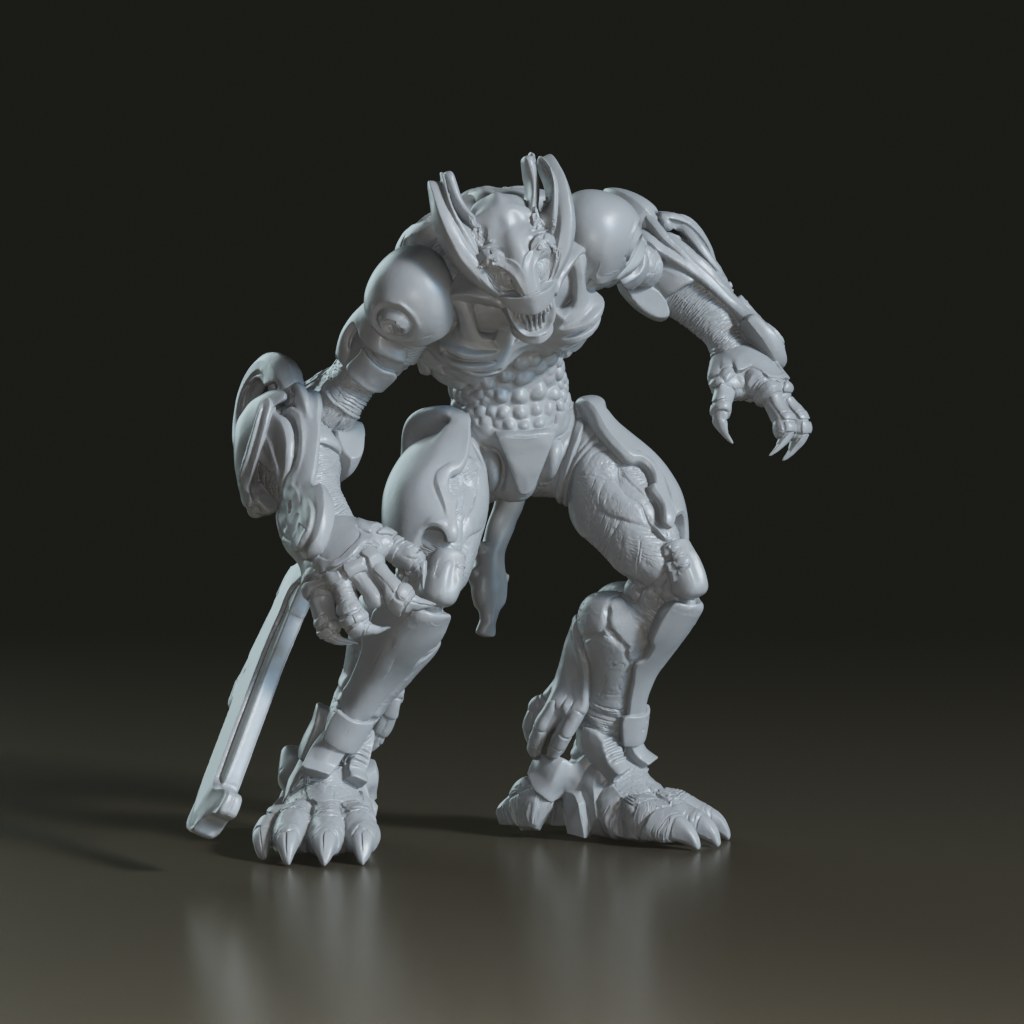 3D_Sculpture_Model_Mecha_Beast_Warrior_With_Sword