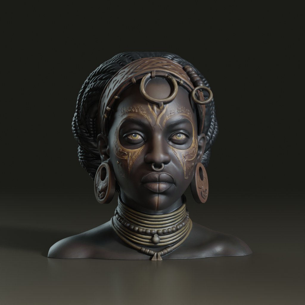 photorealistic-african-tribal-female-3d-bust