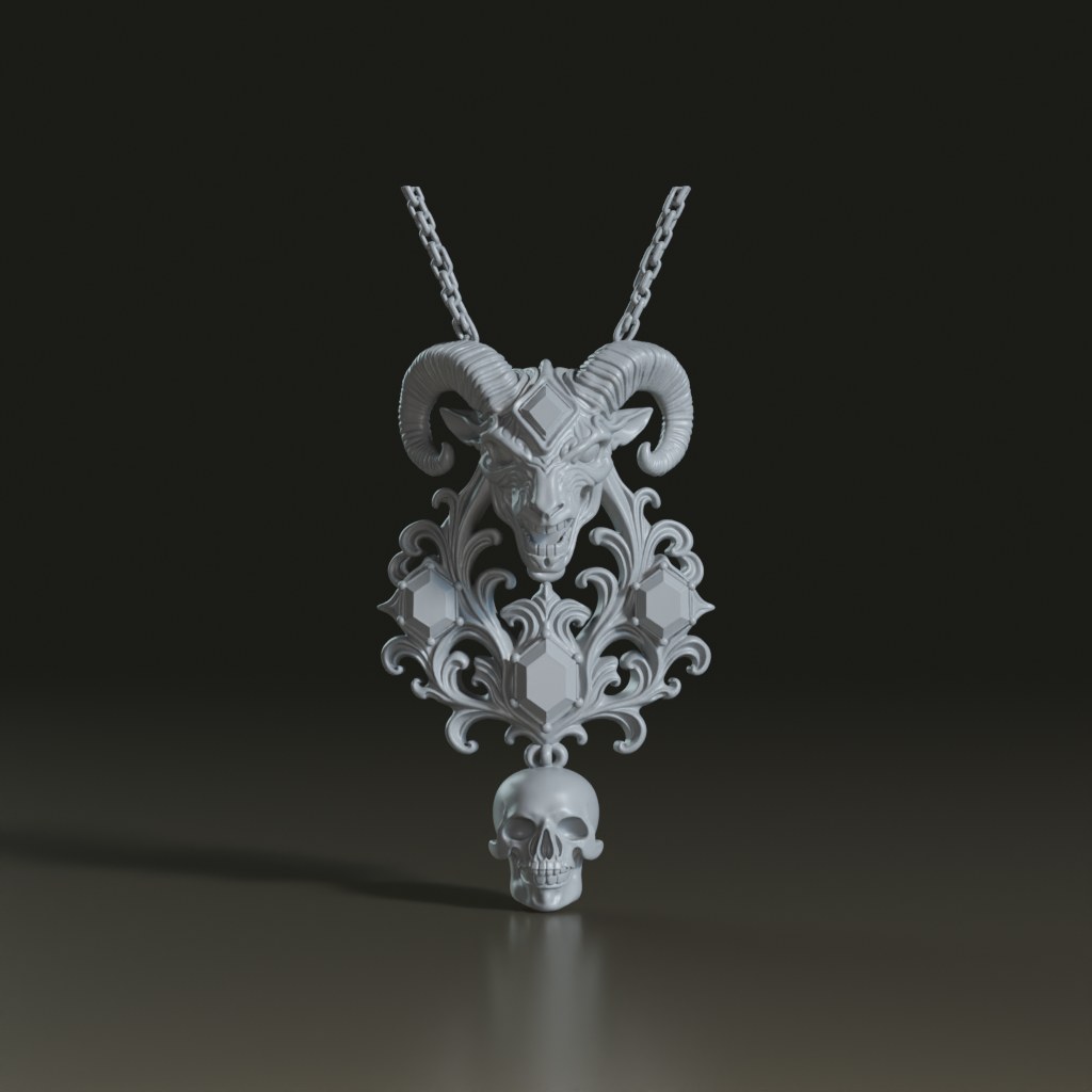 stylized-gothic-ram-skull-pendant-3d-model
