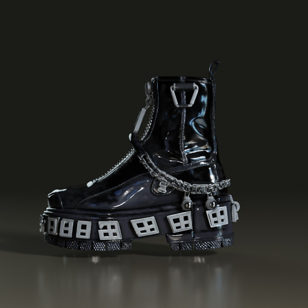 realistic-gothic-punk-platform-ankle-boot-3d-model