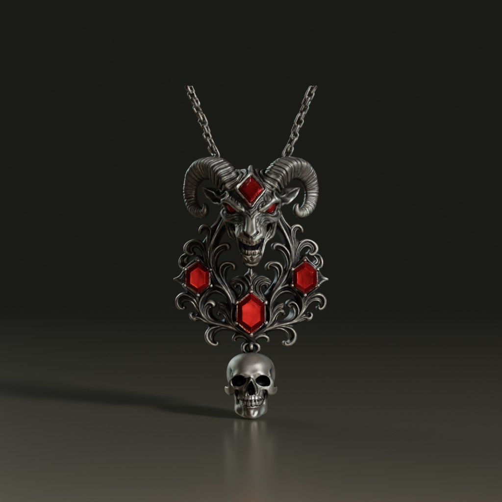 stylized-gothic-ram-skull-pendant-3d-model