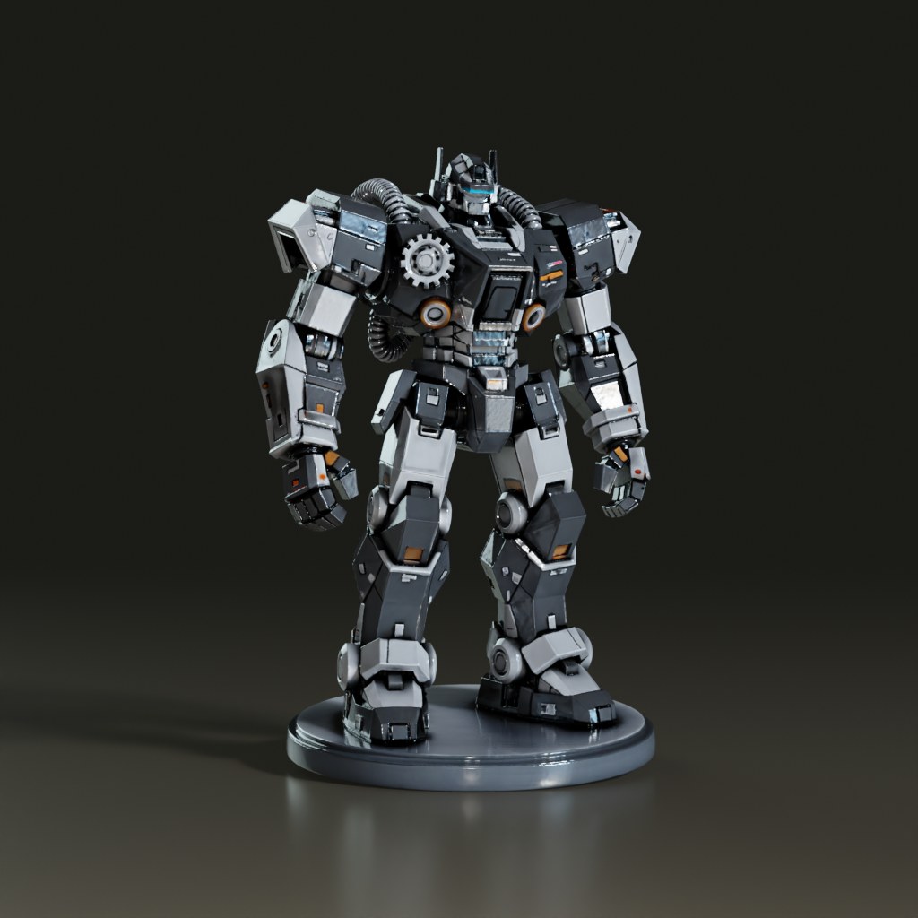 3D_Steampunk_Robot_Sculpture_Mechanical_Warrior