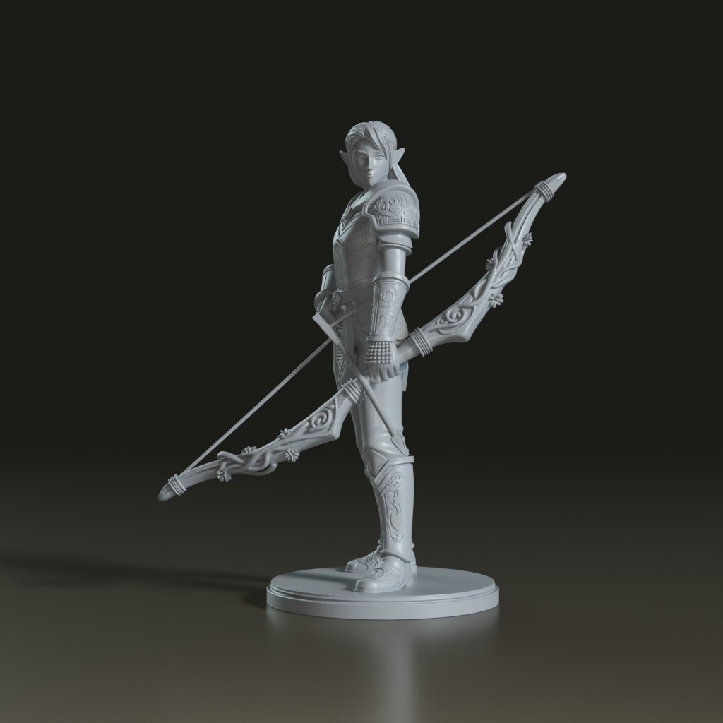 3D_Fantasy_Elf_Archer_Sculpture_Bow_Figure_Model