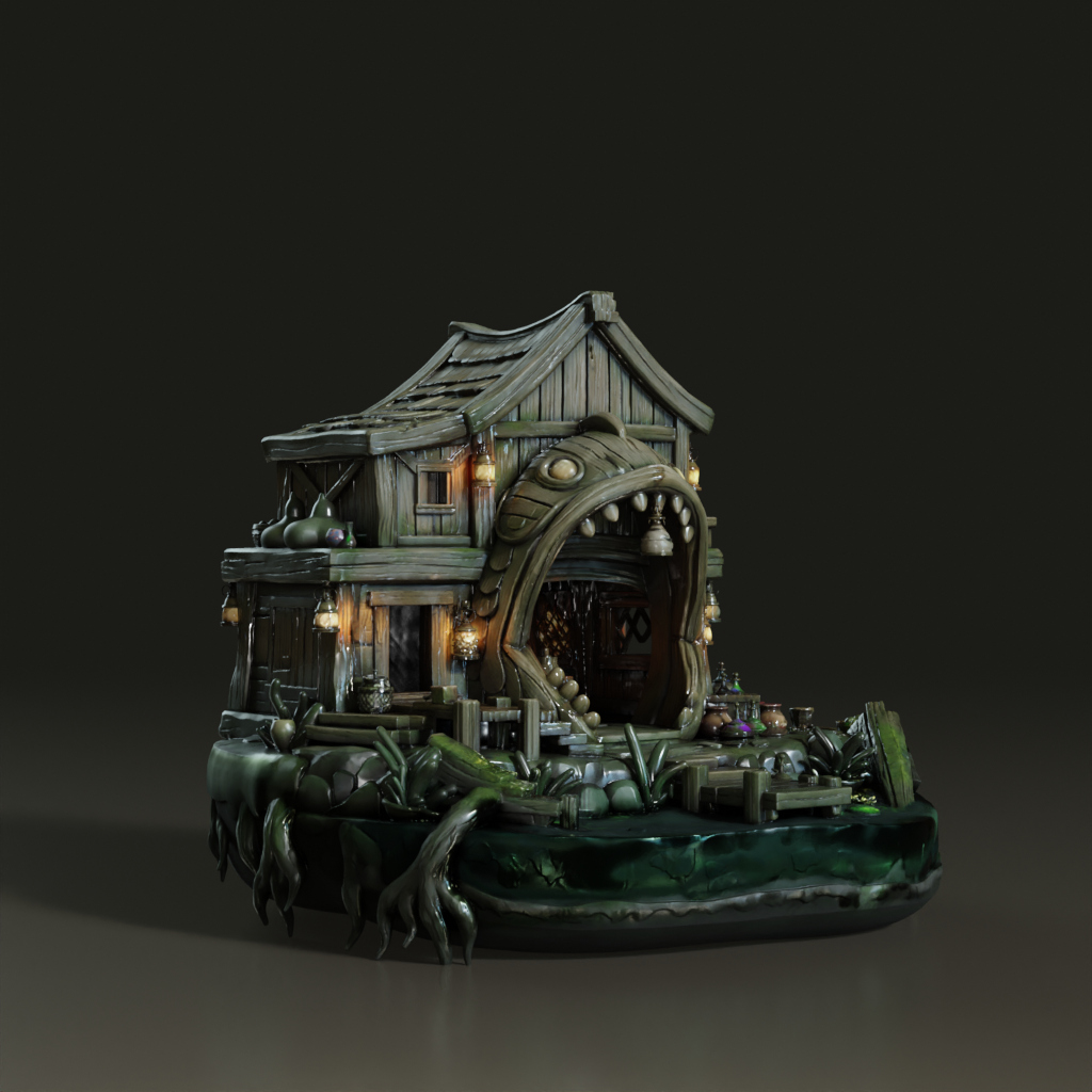 stylized-swamp-fish-head-fantasy-tavern-3d-asset