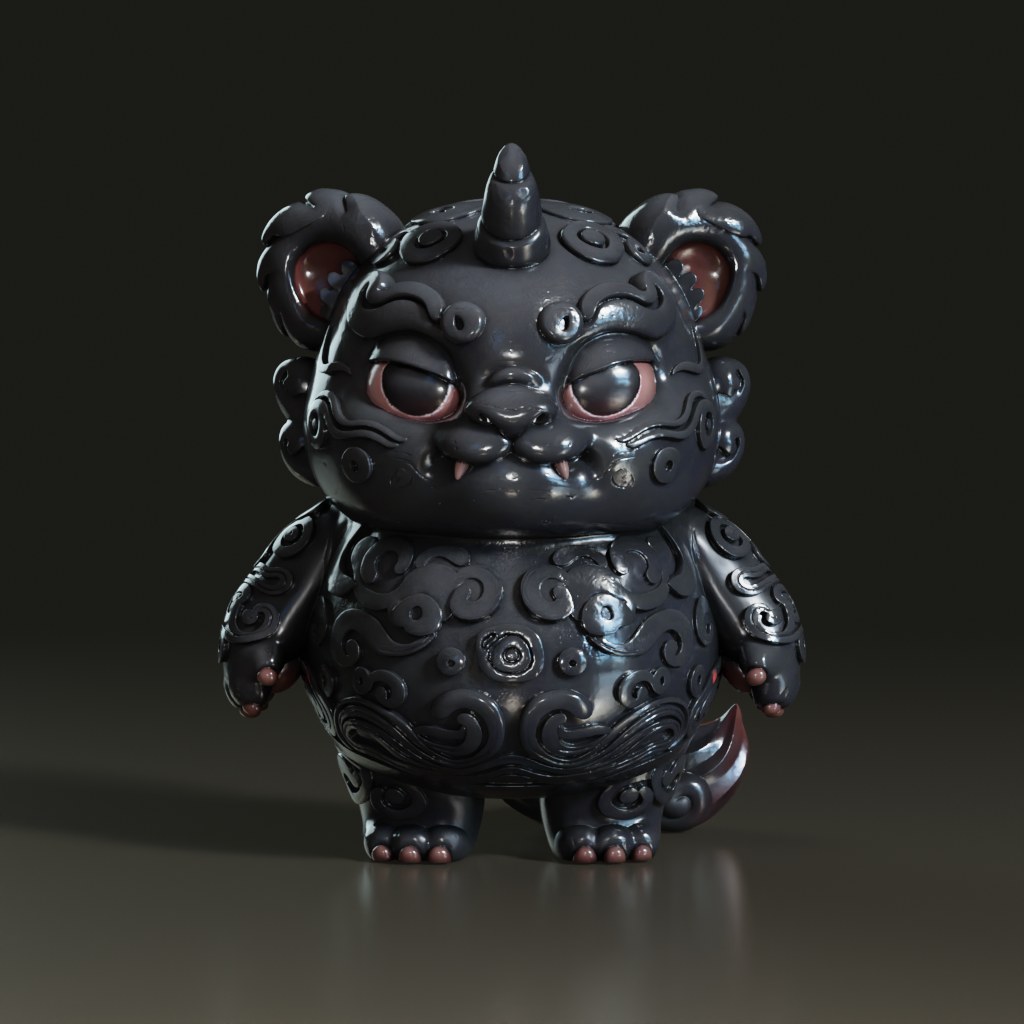 stylized-chibi-horned-foo-dog-3d-model