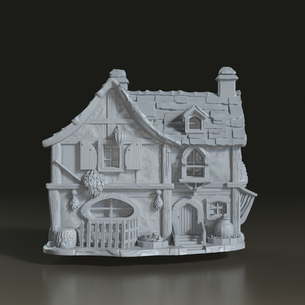 3D_Fantasy_House_Sculpture_Cottage_Model