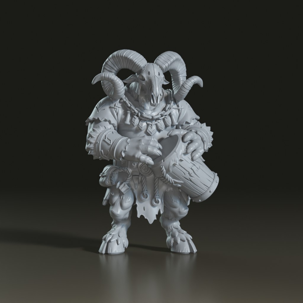 stylized-ram-skull-shaman-drummer-3d-character