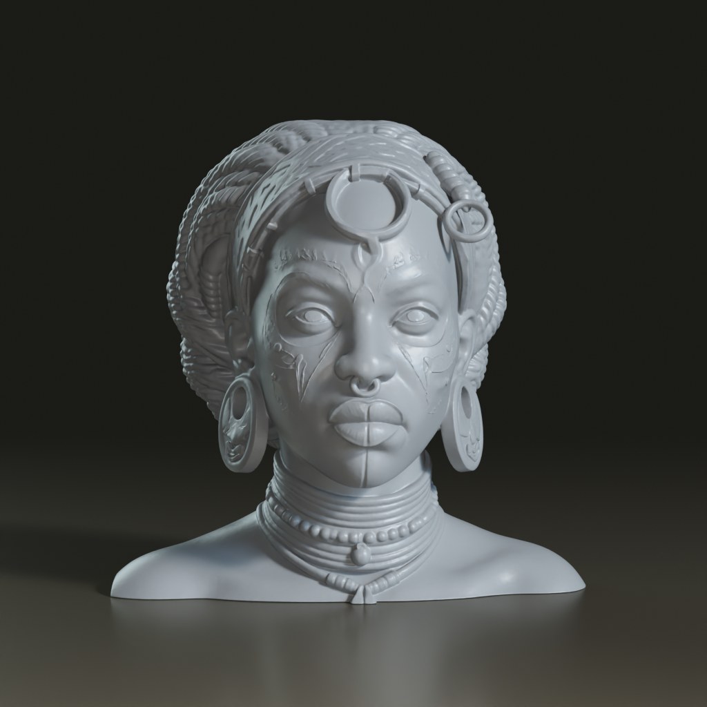 photorealistic-african-tribal-female-3d-bust