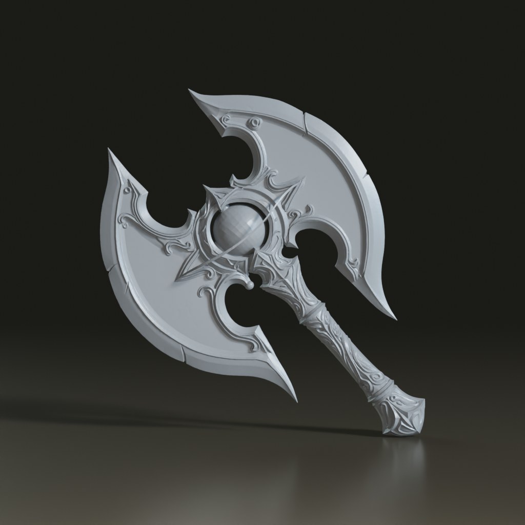 tylized-magical-ornate-double-bladed-battle-axe