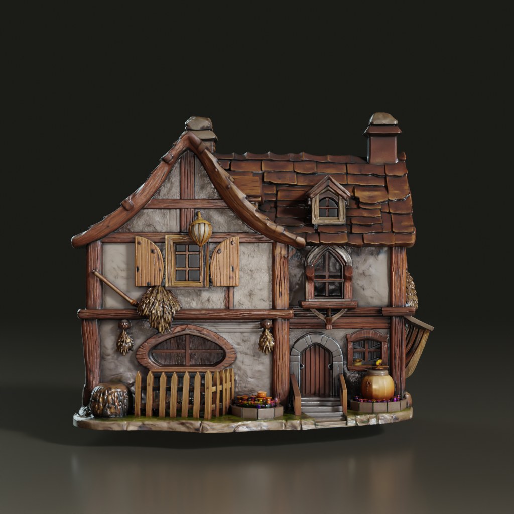 3D_Fantasy_House_Sculpture_Cottage_Model