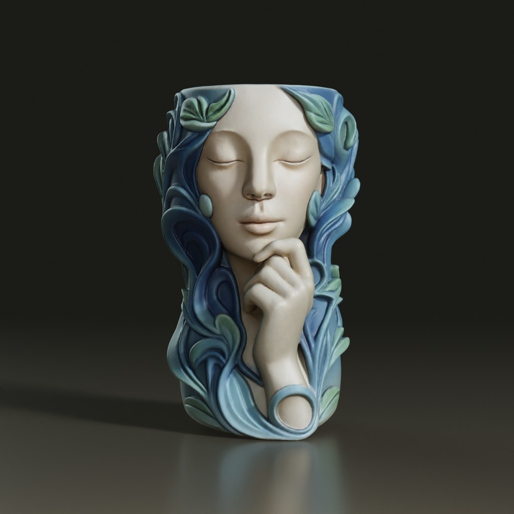 art-nouveau-stylized-female-face-ceramic-vase