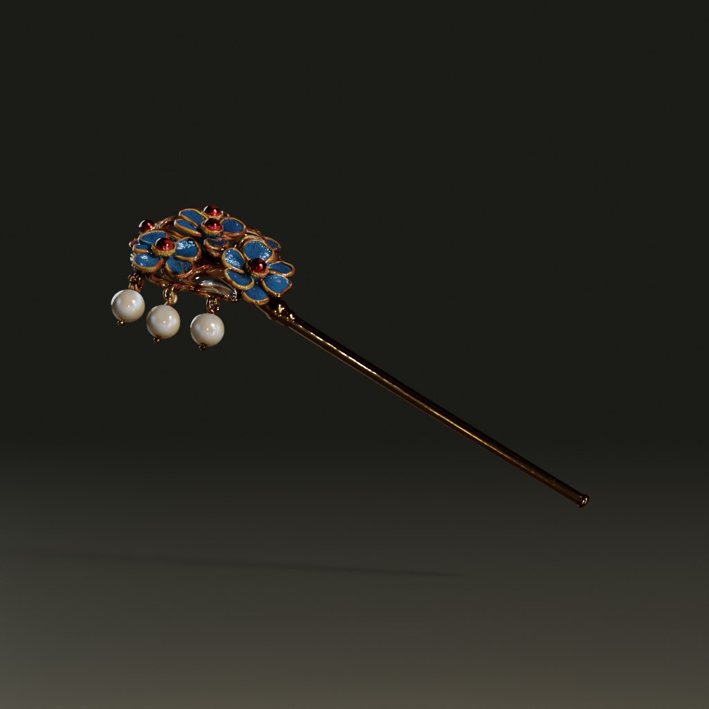 3D_Chinese_Traditional_Blue_Enamel_Floral_Hairpin