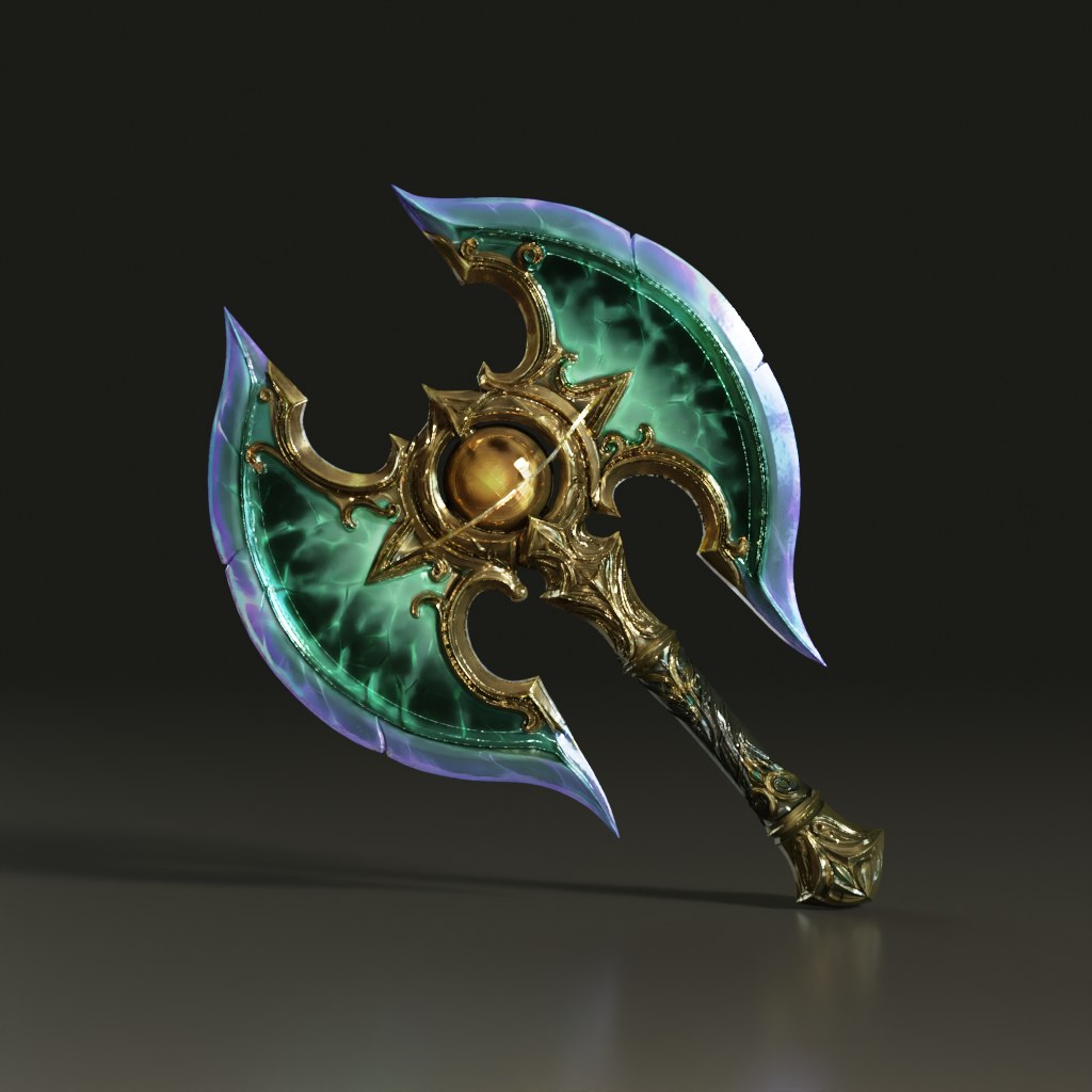tylized-magical-ornate-double-bladed-battle-axe