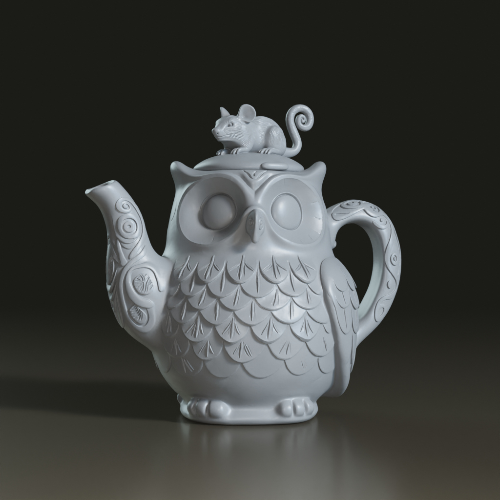 whimsical-ceramic-owl-teapot-with-mouse-finial
